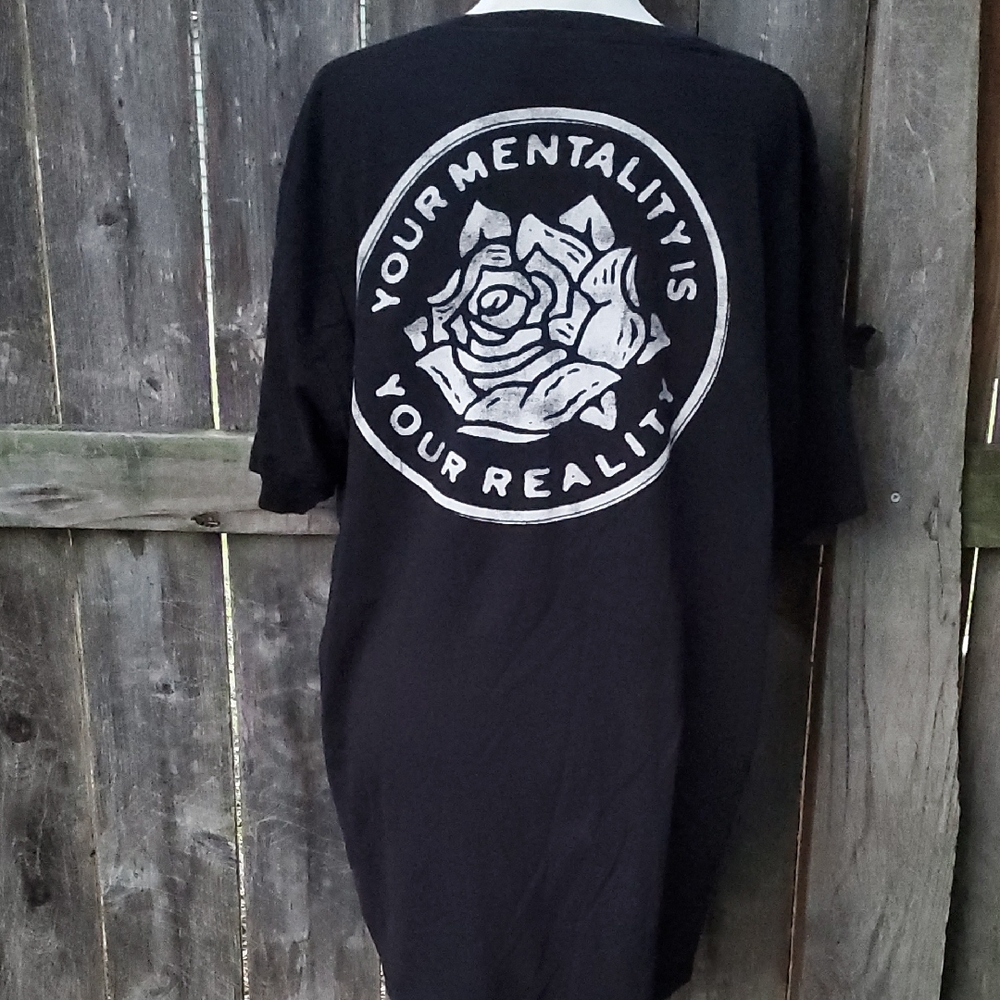 In God We Must Rose Mentality is Your Reality Black Graphic T-Shirt Cream XXL
